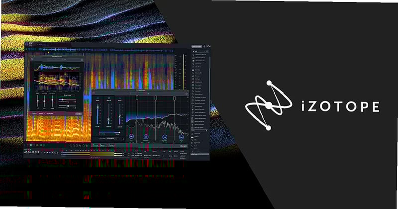 Audio engineer uses RX 11 spectral editor to remove background noise from vocal track in studio setup
