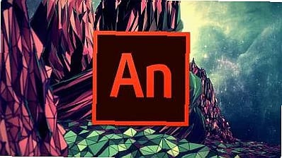 Software interface of Adobe Animate showing vector animation tools and timeline workspace on dual monitors